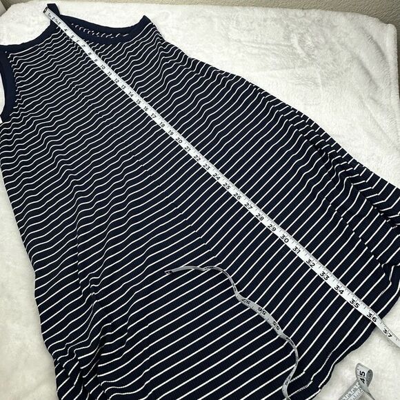 Old Navy Women's Size M Ribbed High Neck Dress Sleeveless Blue and White Stripes - Picture 11 of 11